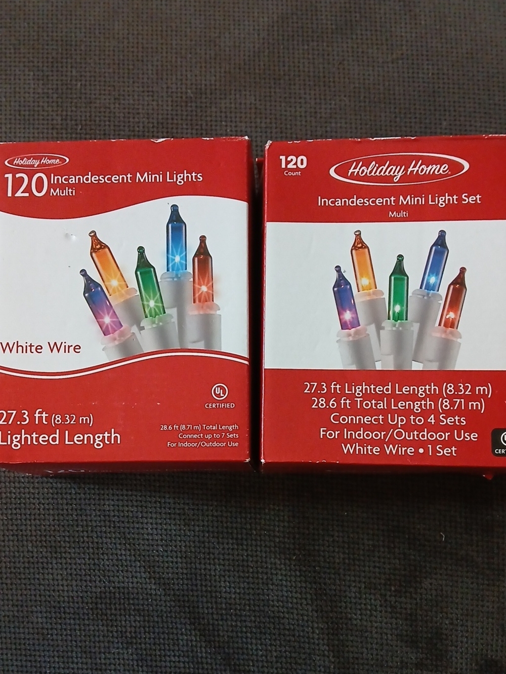 2 NEW Holiday Home White Wire Party String Lights Multicolor Incandescent Bulbs
